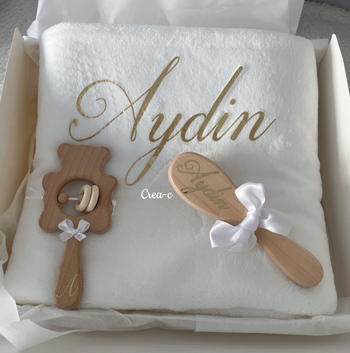 Coffret de naissance couverture et accessoires à personnaliser