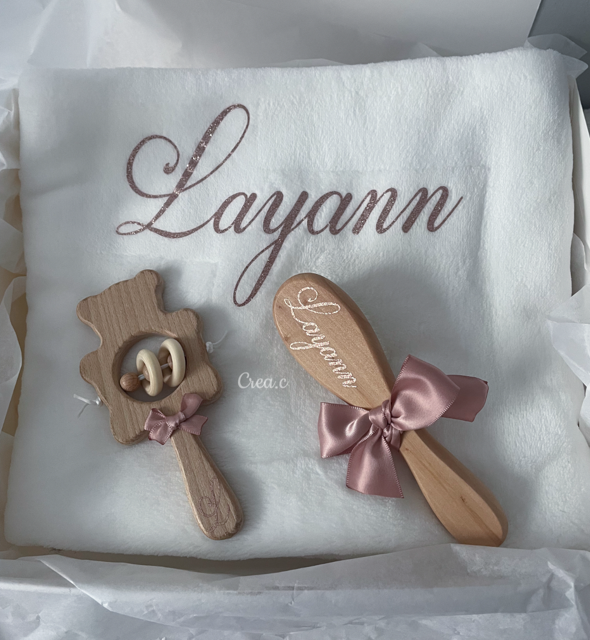 Coffret de naissance couverture et accessoires à personnaliser