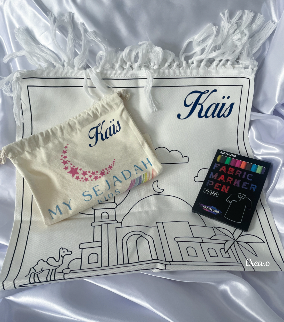 Tapis de prière enfant à colorier et personnalisé