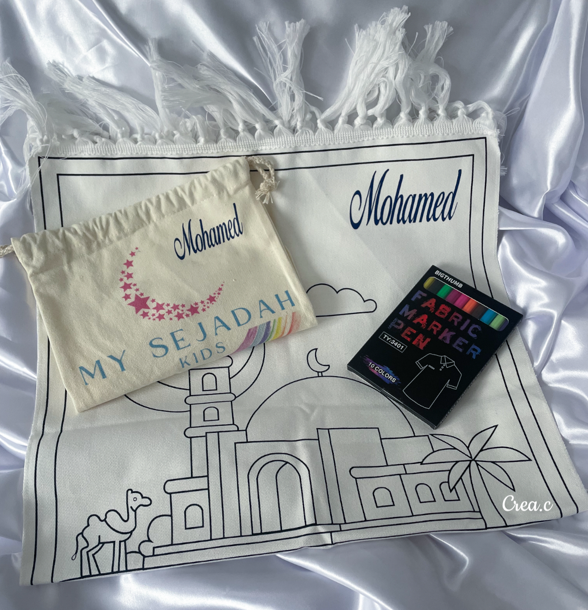 Tapis de prière enfant à colorier et personnalisé