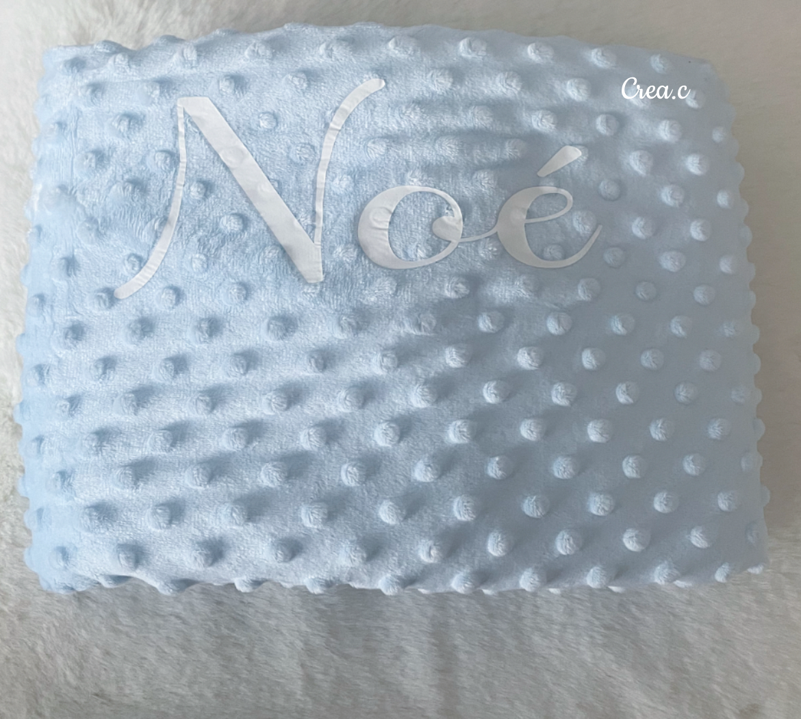 Couverture, plaid bulles bleu en minky et polaire à personnaliser