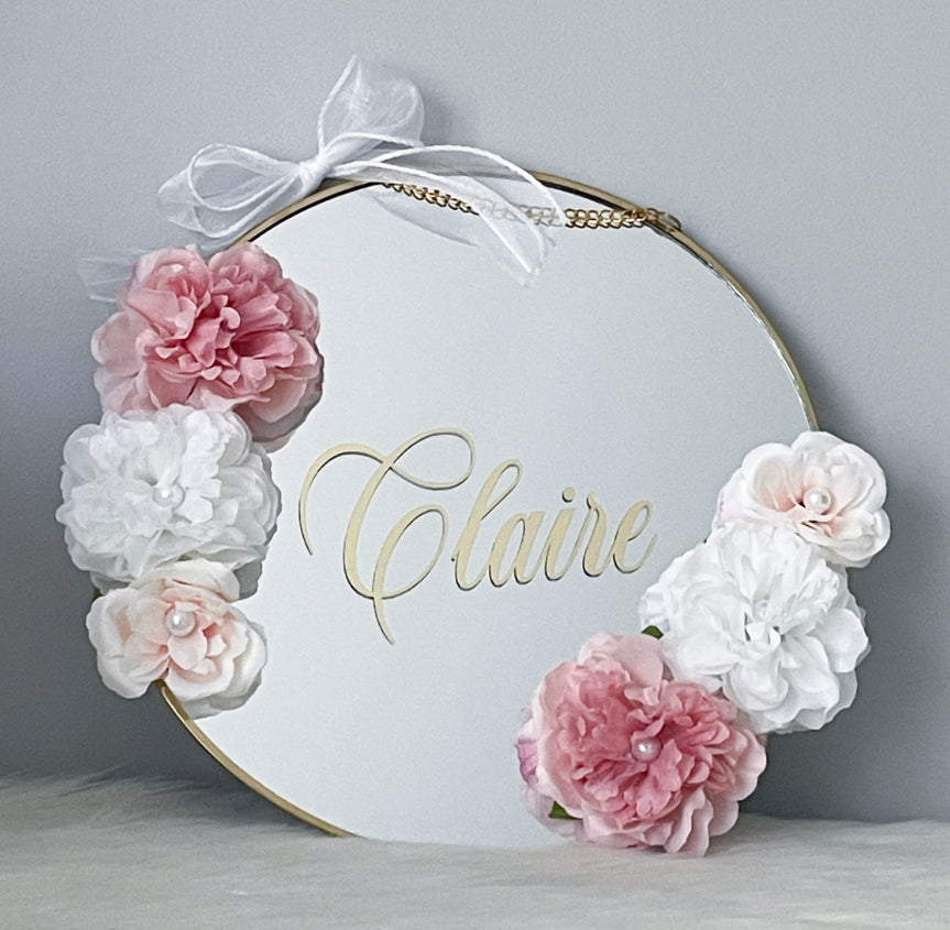 Miroir rond Fleuri