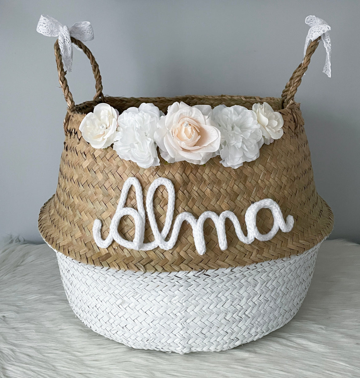 Panier Fleurs blanches