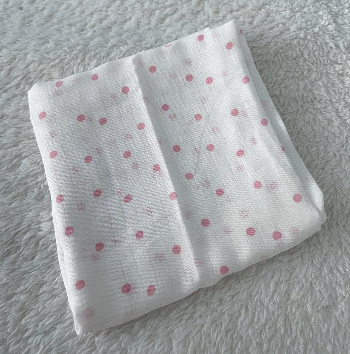 Lange blanc à pois rose