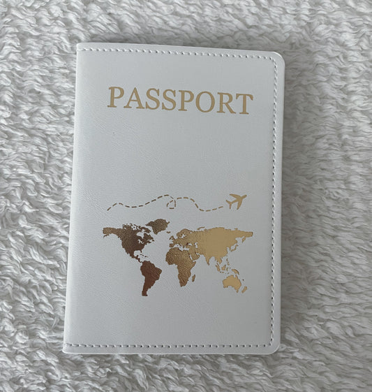 Protège passeport blanc et doré