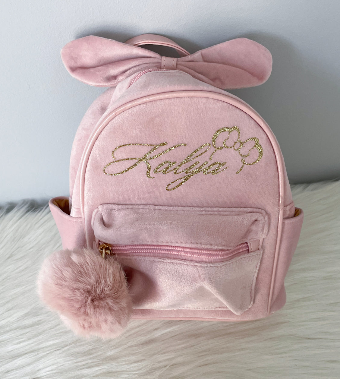 Sac à dos velours rose