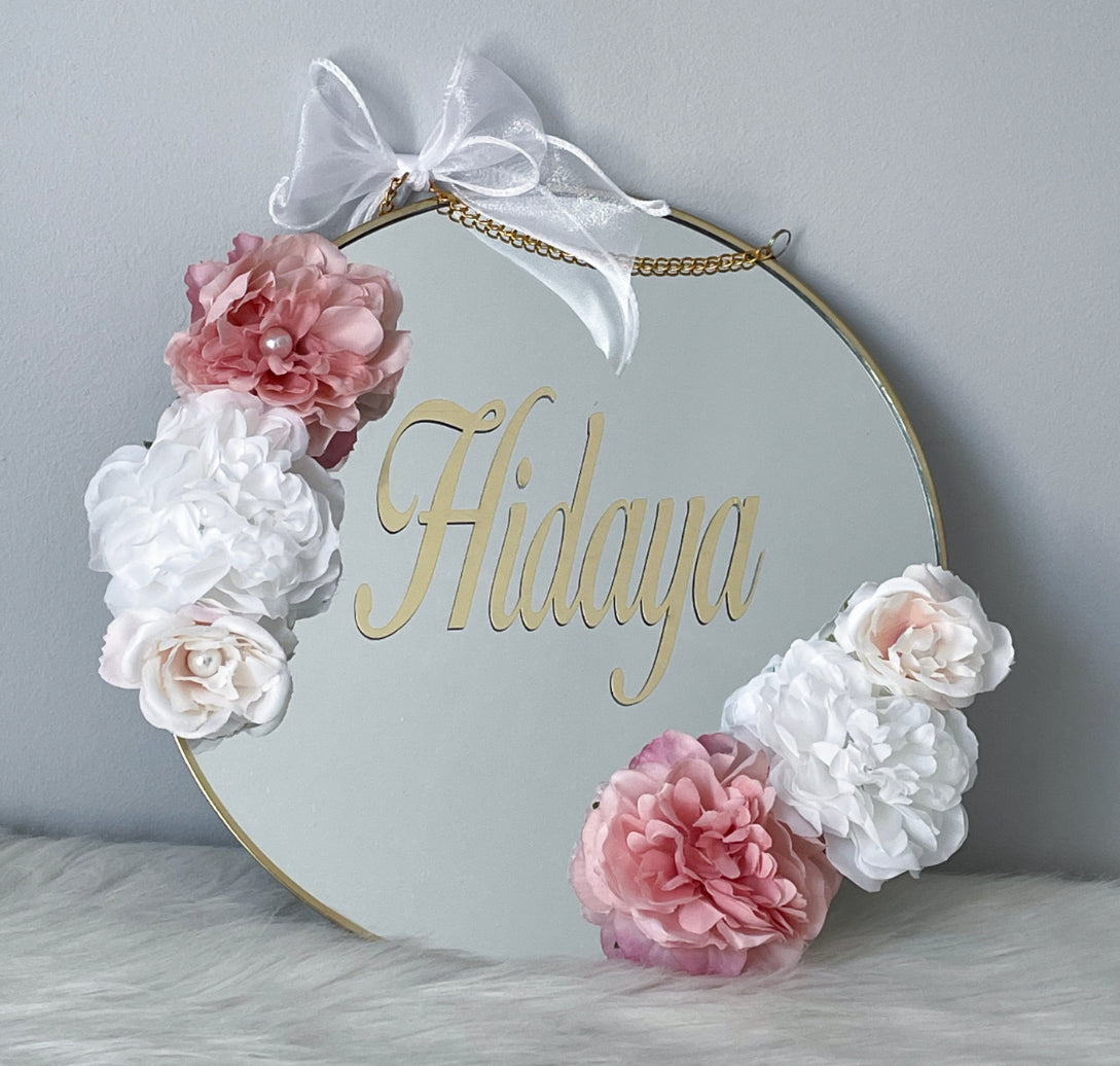 Miroir rond Fleuri