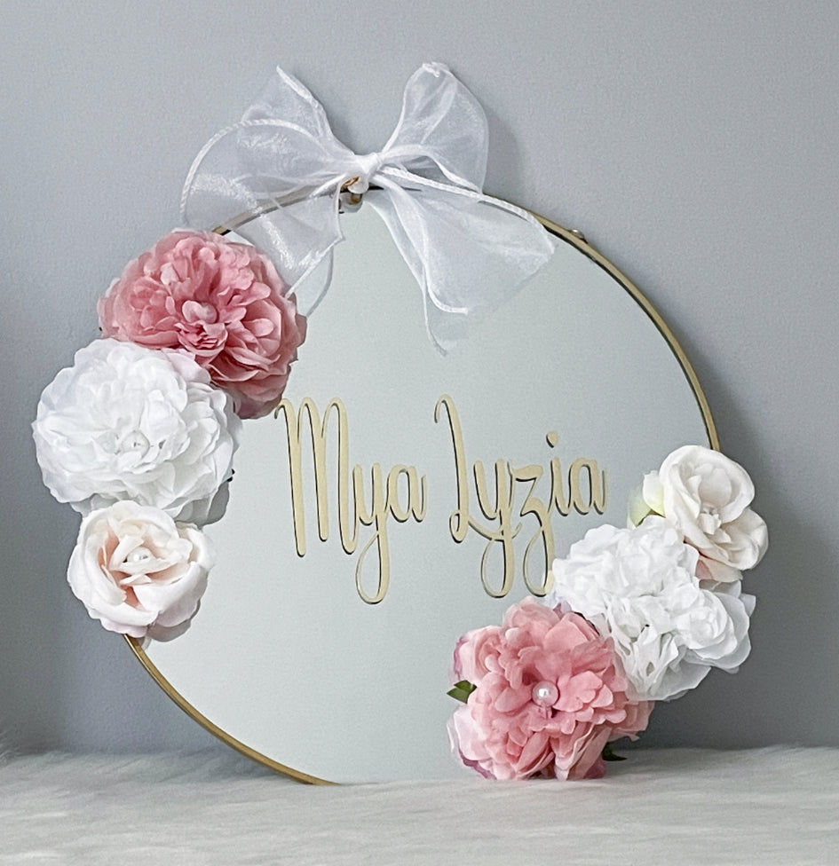 Miroir rond Fleuri