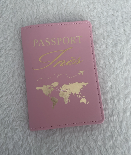 Protège passeport rose et doré