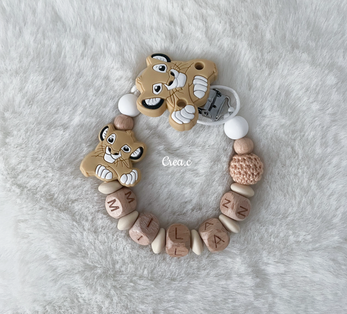 Attache-tétine personnalisée Simba - Cadeau naissance bébé