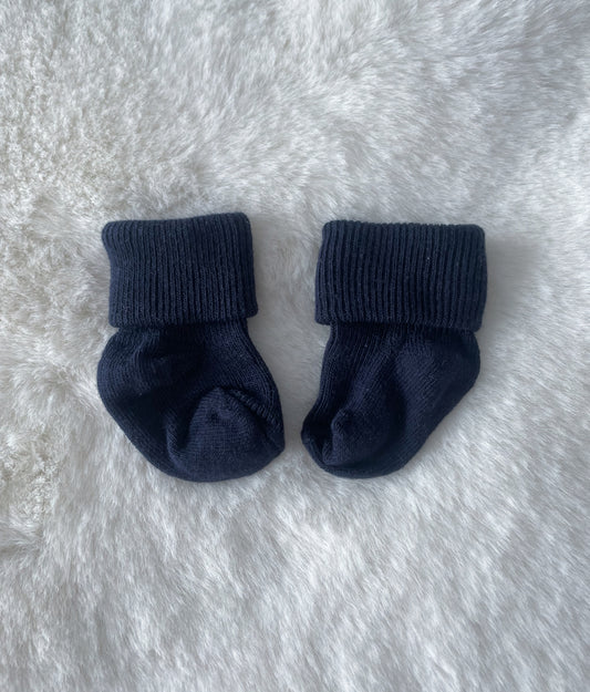 Chaussettes simple Bleu nuit à personnaliser avec les initiales de bébé