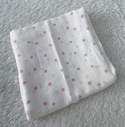 Lange blanc à pois rose