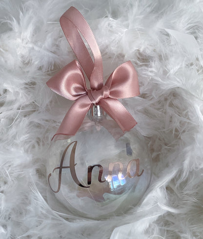 Boule de Noël en plastique transparente irisée à personnaliser