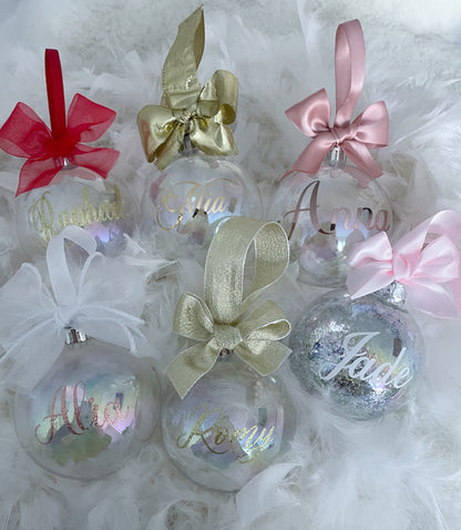 Boule de Noël en plastique transparente irisée à personnaliser