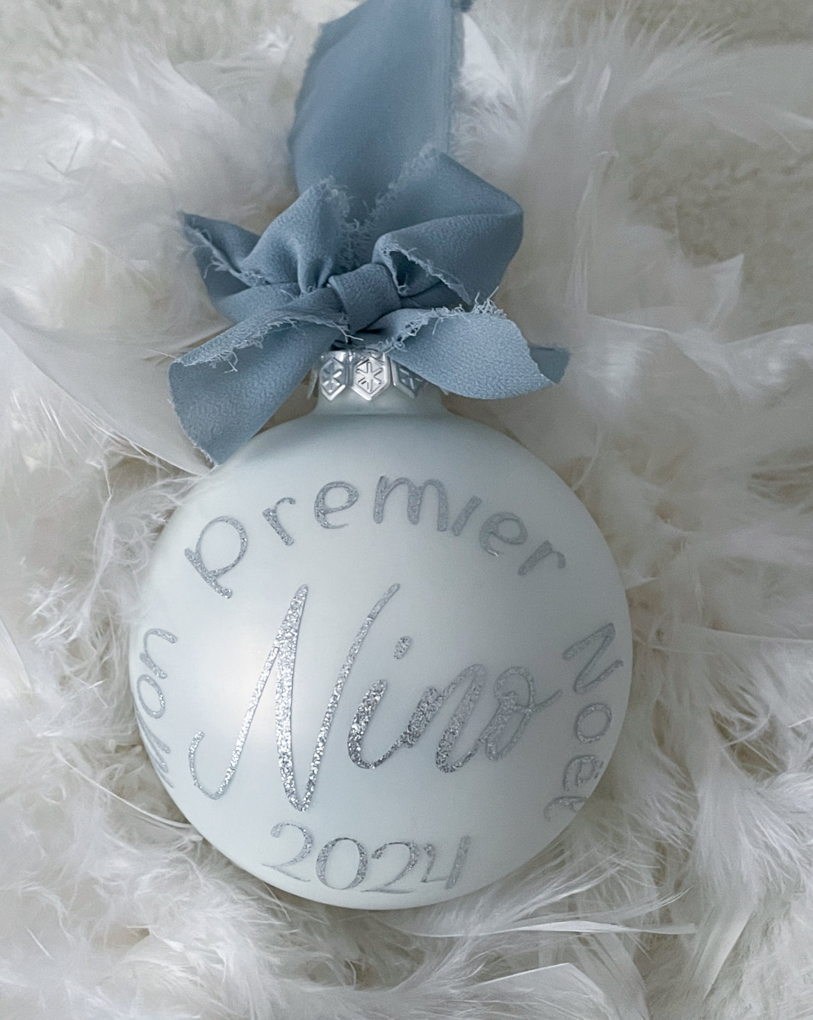 Boule mon premier Noël en verre à personnaliser avec le prénom