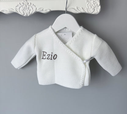Brassière en laine à personnaliser avec le prénom de bébé brodé
