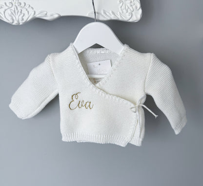Brassière en laine à personnaliser avec le prénom de bébé brodé
